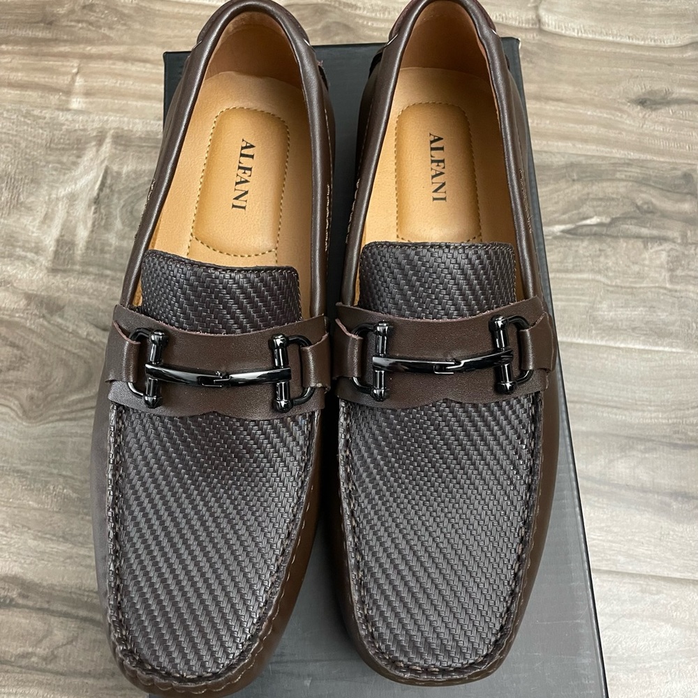 Alfani Mens Len driver loafer with bit brown leather. Created for Macy’s.